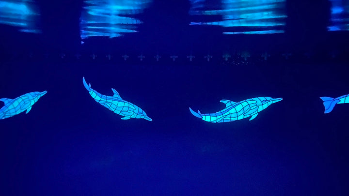 Dancing Dolphin Right Glow in the Dark Pool Mosaic