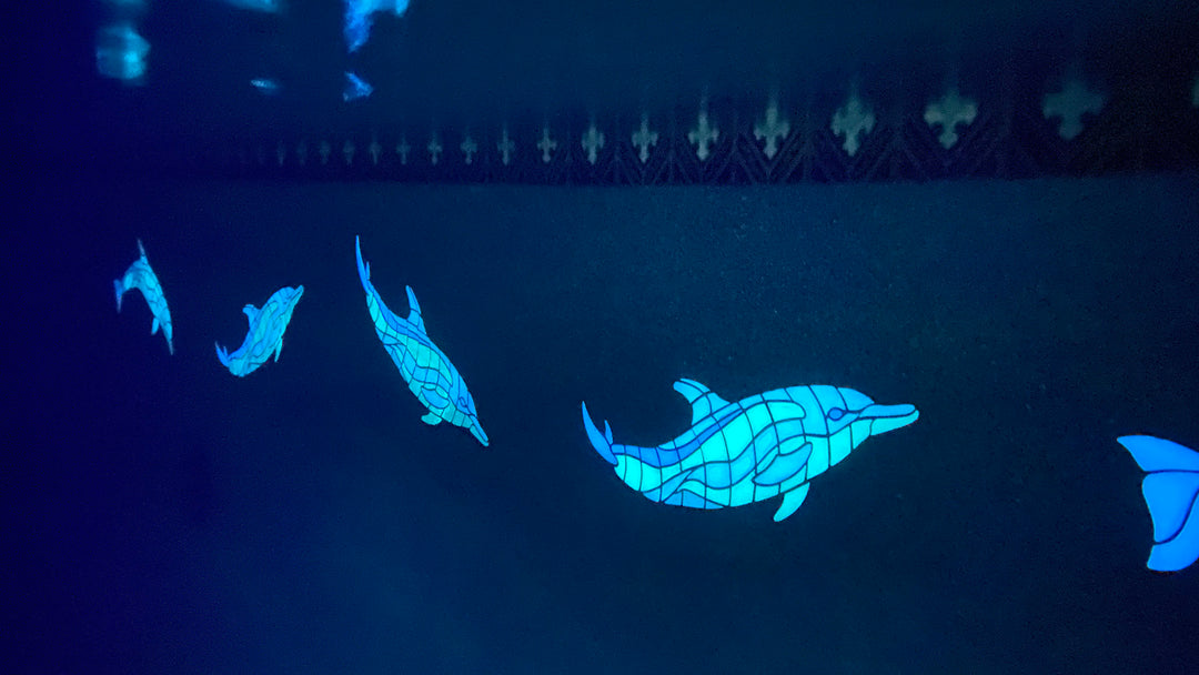 Dancing Dolphin Right Glow in the Dark Pool Mosaic