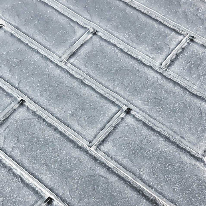 Gray Ocean Waves Glass Tile