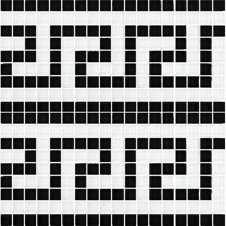 Greek Key Black White 5/8" x 5/8" Glass Tile