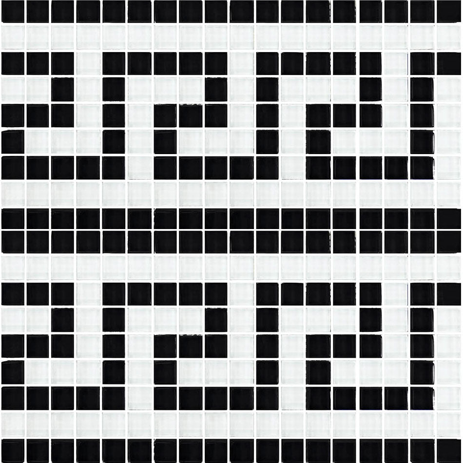 Greek Key Black White 5/8" x 5/8" Glass Tile