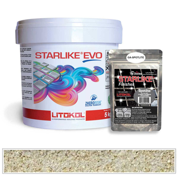 Grigio Perla 110 Starlike Evo Epoxy Tile Grout with Gold Shimmer Pack