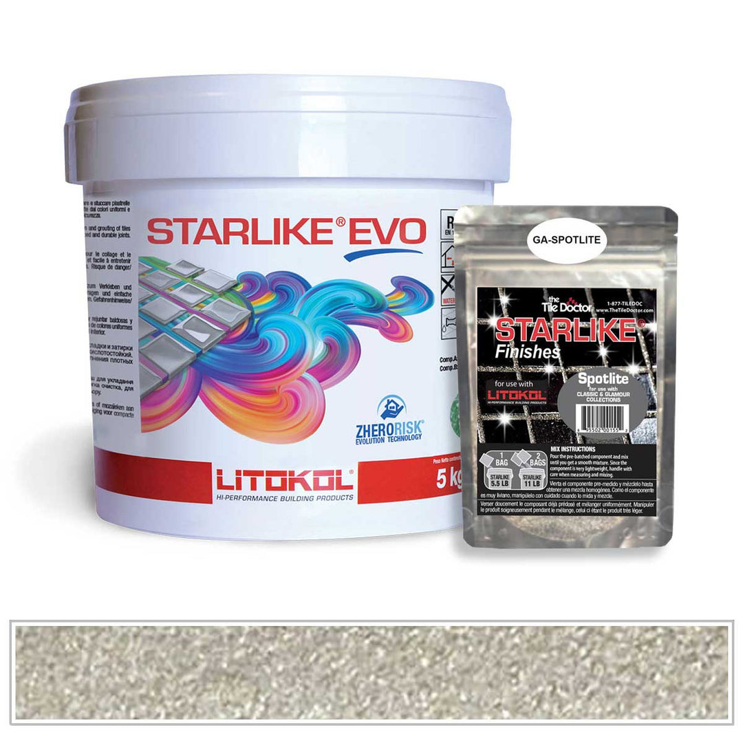 Grigio Perla 110 Starlike Evo Epoxy Tile Grout with Spotlite Shimmer Pack