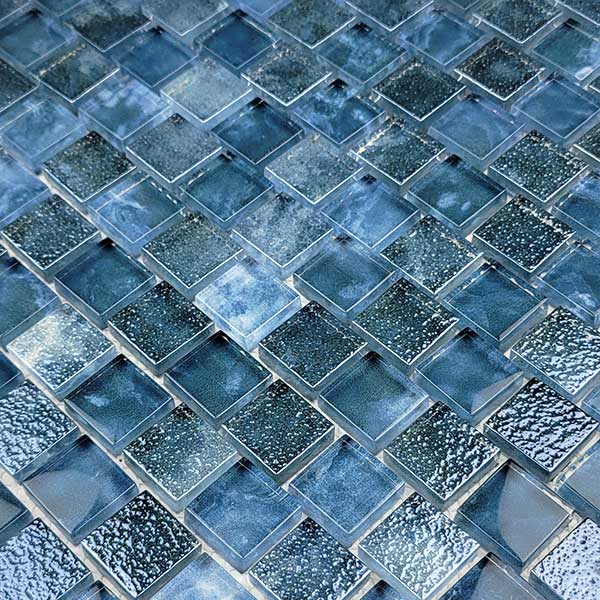 Gunmetal Blue 1" x 1" Glass Pool Tile