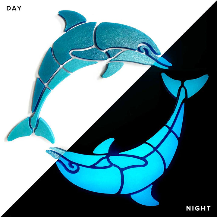 Happy Circle Dolphins Glow in the Dark Pool Mosaic
