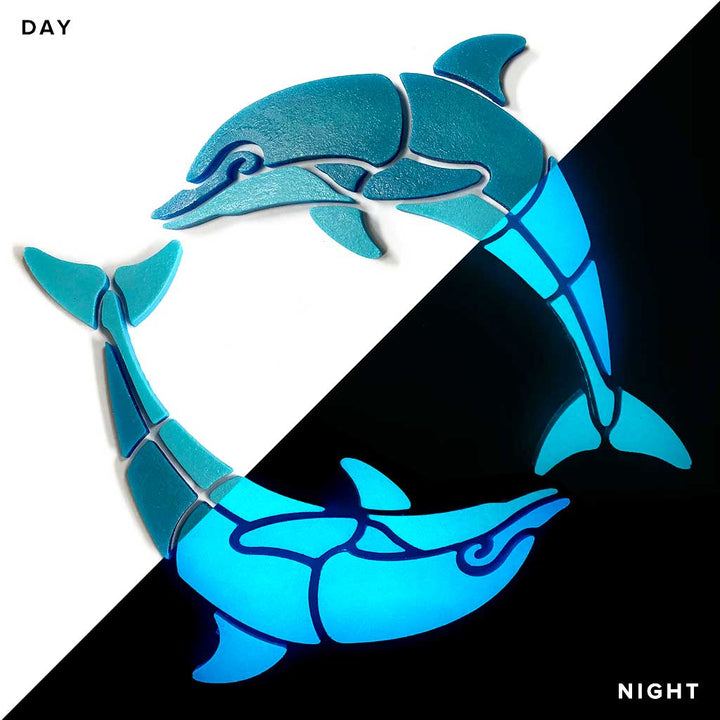 Happy Circle Dolphins Glow in the Dark Pool Mosaics