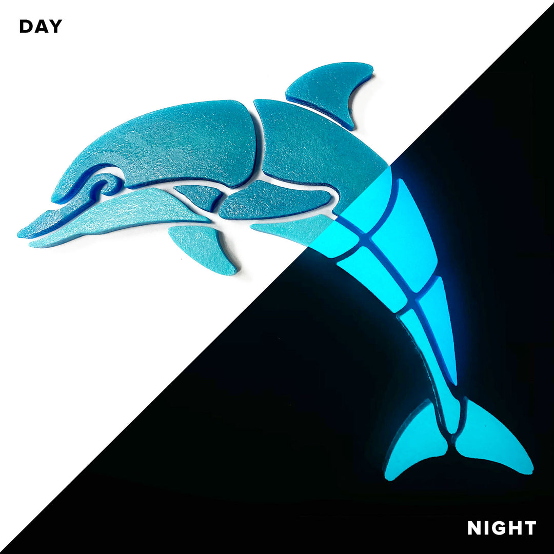 Happy Dolphin Left Glow in the Dark Swimming Pool Mosaic