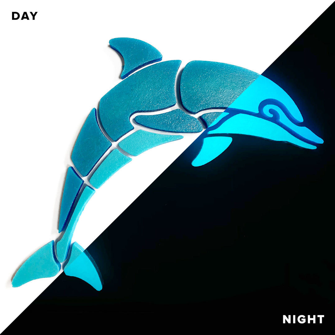 Happy Dolphin Right Glow in the Dark Swimming Pool Mosaic