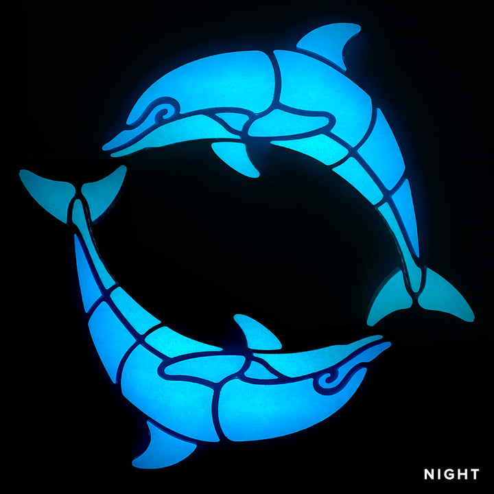 Happy Circle Dolphins Left Glow in the Dark Pool Mosaic