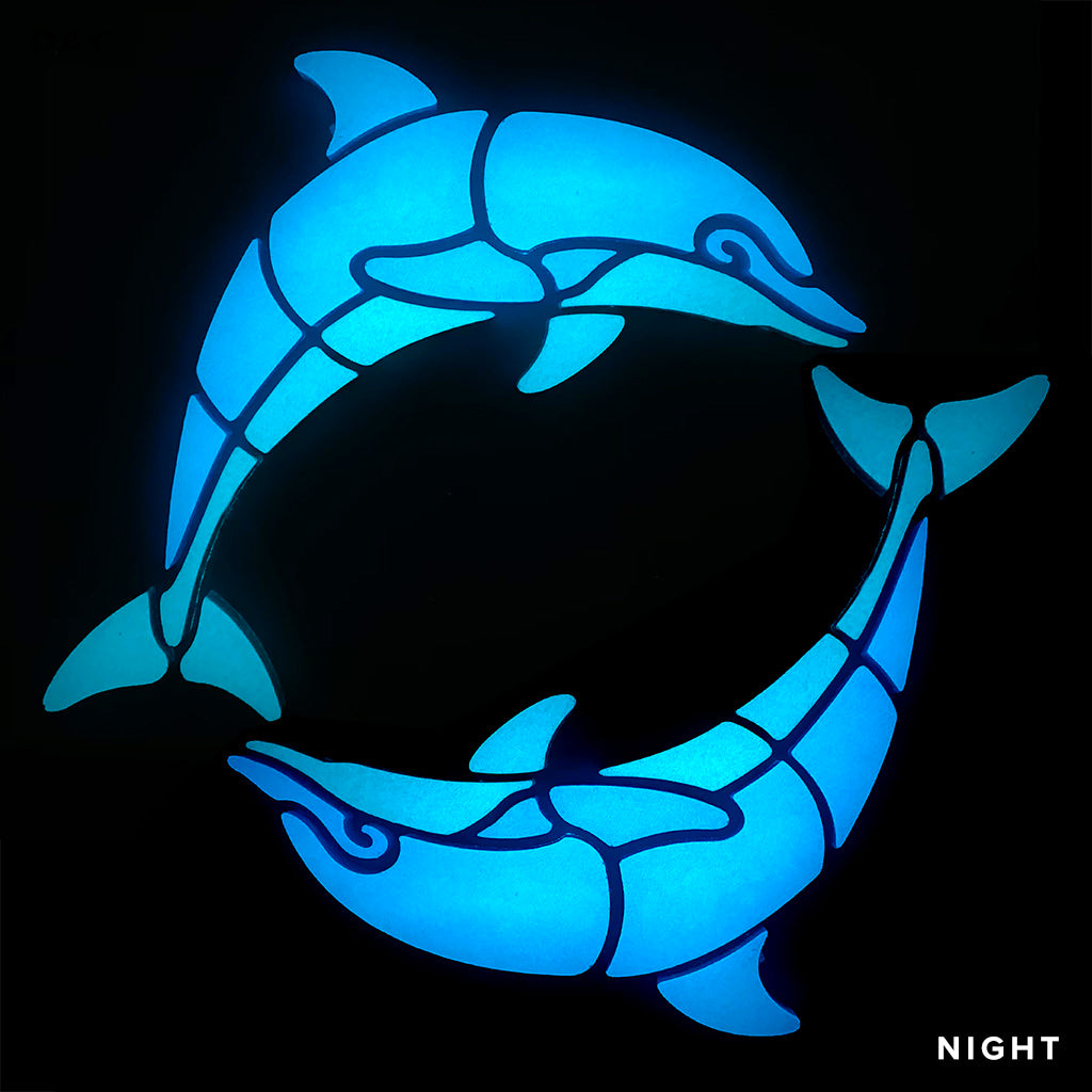 Happy Circle Dolphins Right Glow in the Dark Pool Mosaic