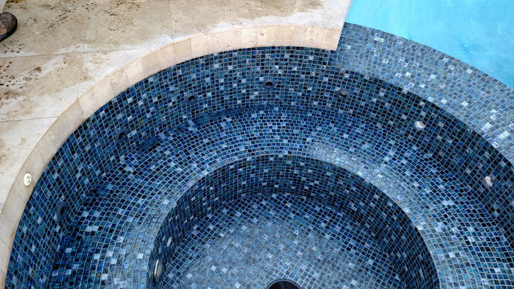 Blue Blend 1" x 1" Porcelain Pool Tile