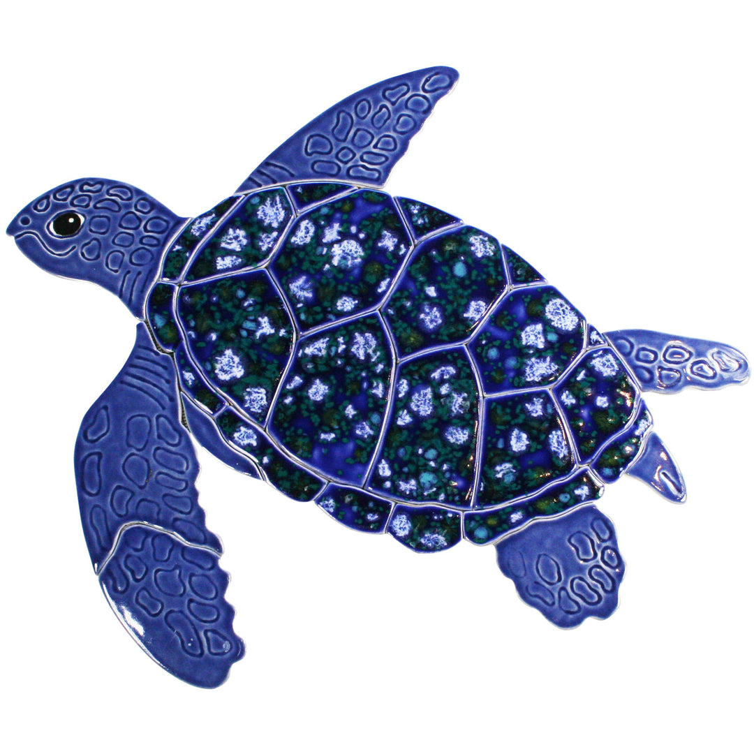 Crystal Blue Turtle 15" x 13" Pool Mosaics