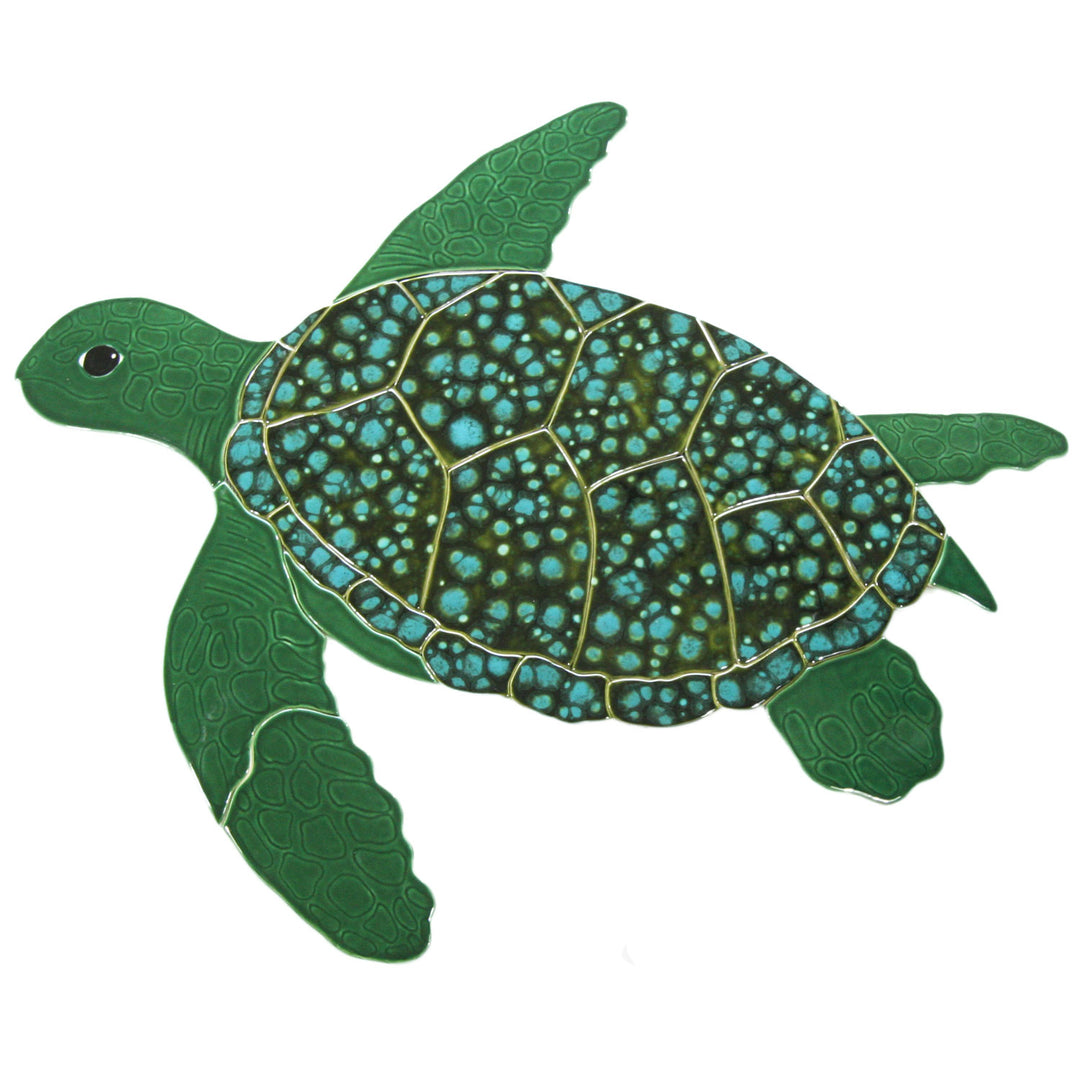 Green Turtle 31" x 27" Pool Mosaics
