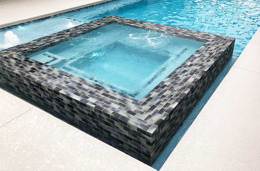 Icy Black 2x4 Subway Glass Spa Pool Tile