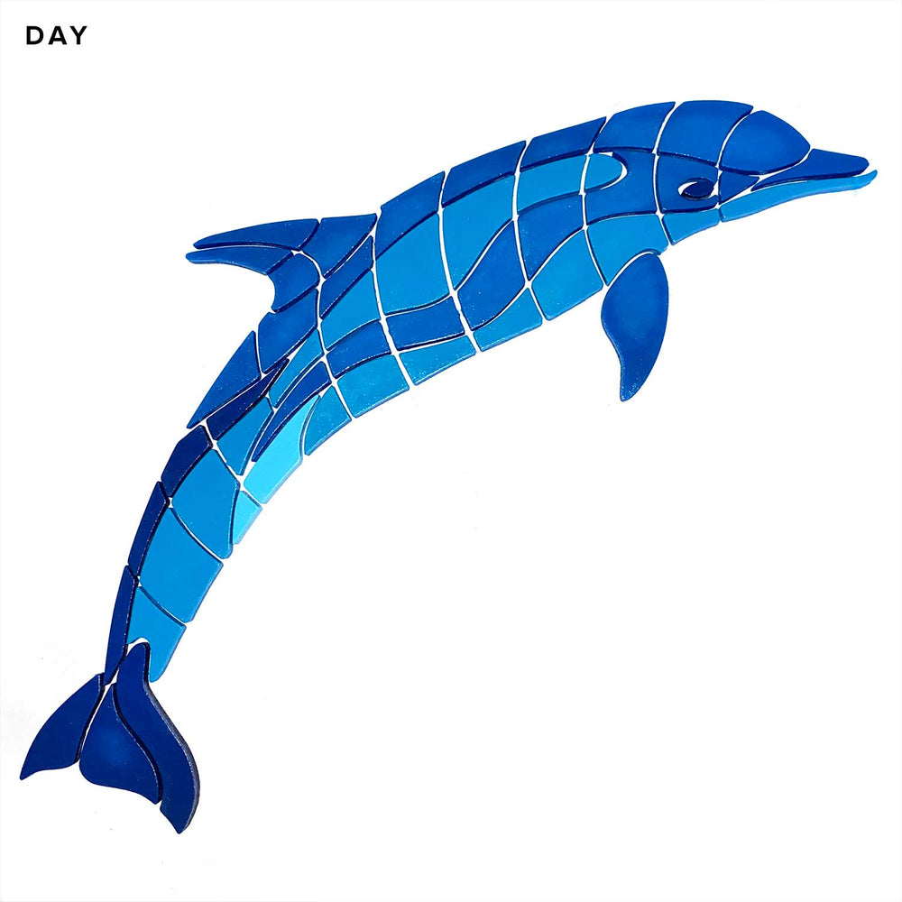 Jumping Dolphin Glow in the Dark Pool Mosaic Daytime