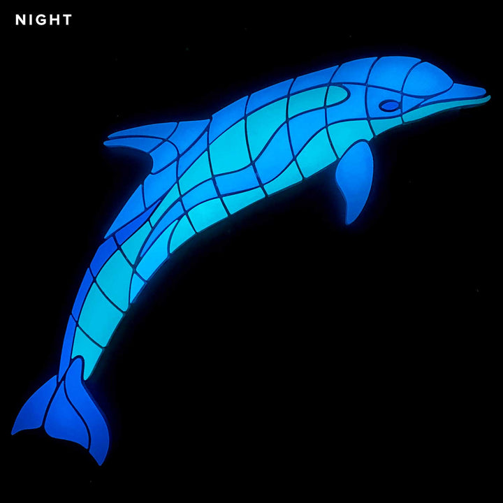 Jumping Dolphin Glow in the Dark Pool Mosaic Night Time