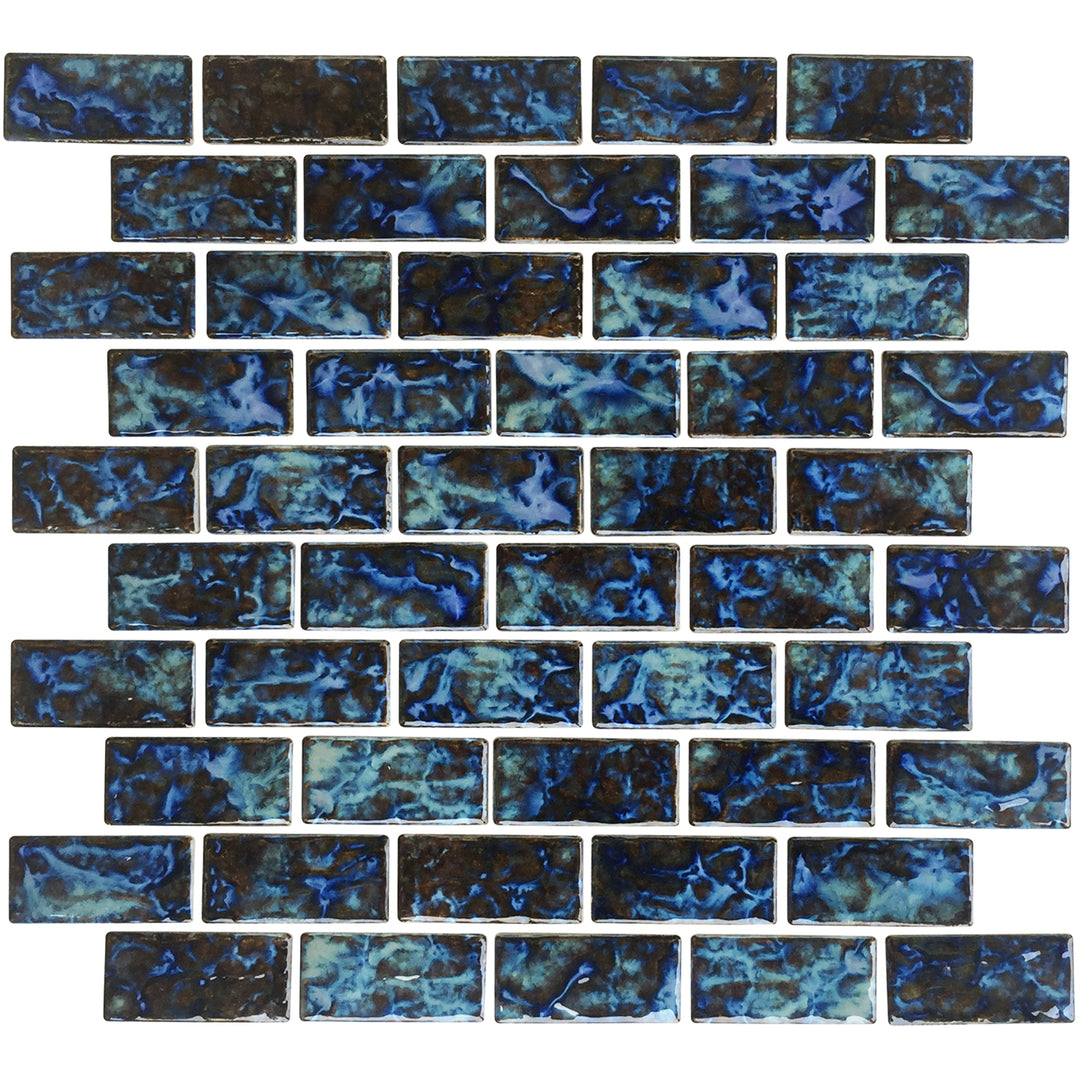 Blue Blend 1" x 2" Porcelain Pool Tile