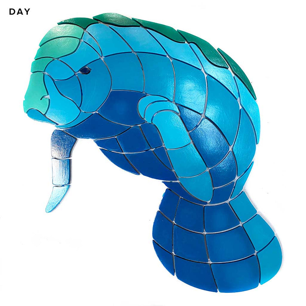 Manatee Left Glow in the Dark Pool Mosaic Daytime