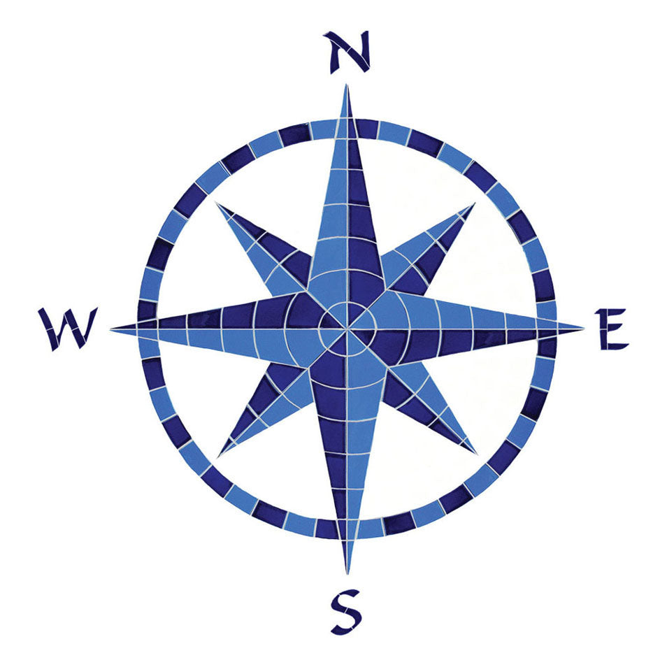 Eight Point Compass Blue Pool Mosaic