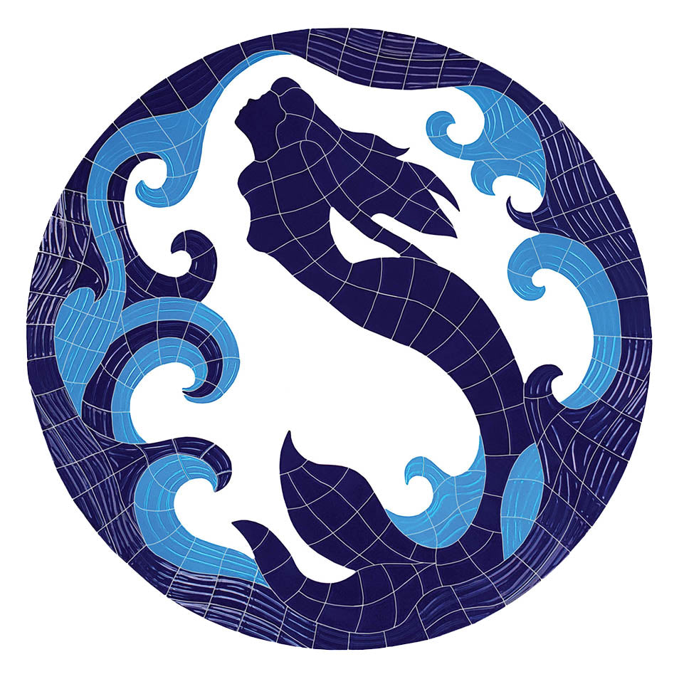 Mermaid Medallion Blue Pool Mosaic