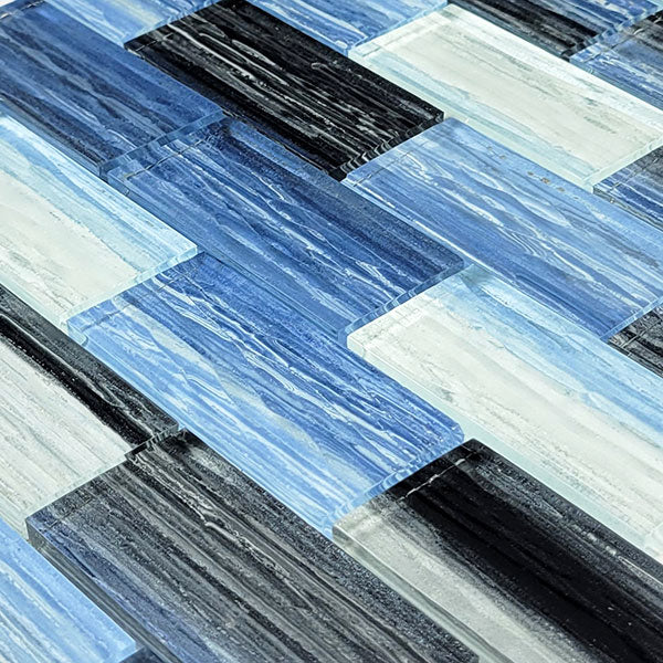 Mirage Black Blend 1.5" x 3" Glass Pool Tile