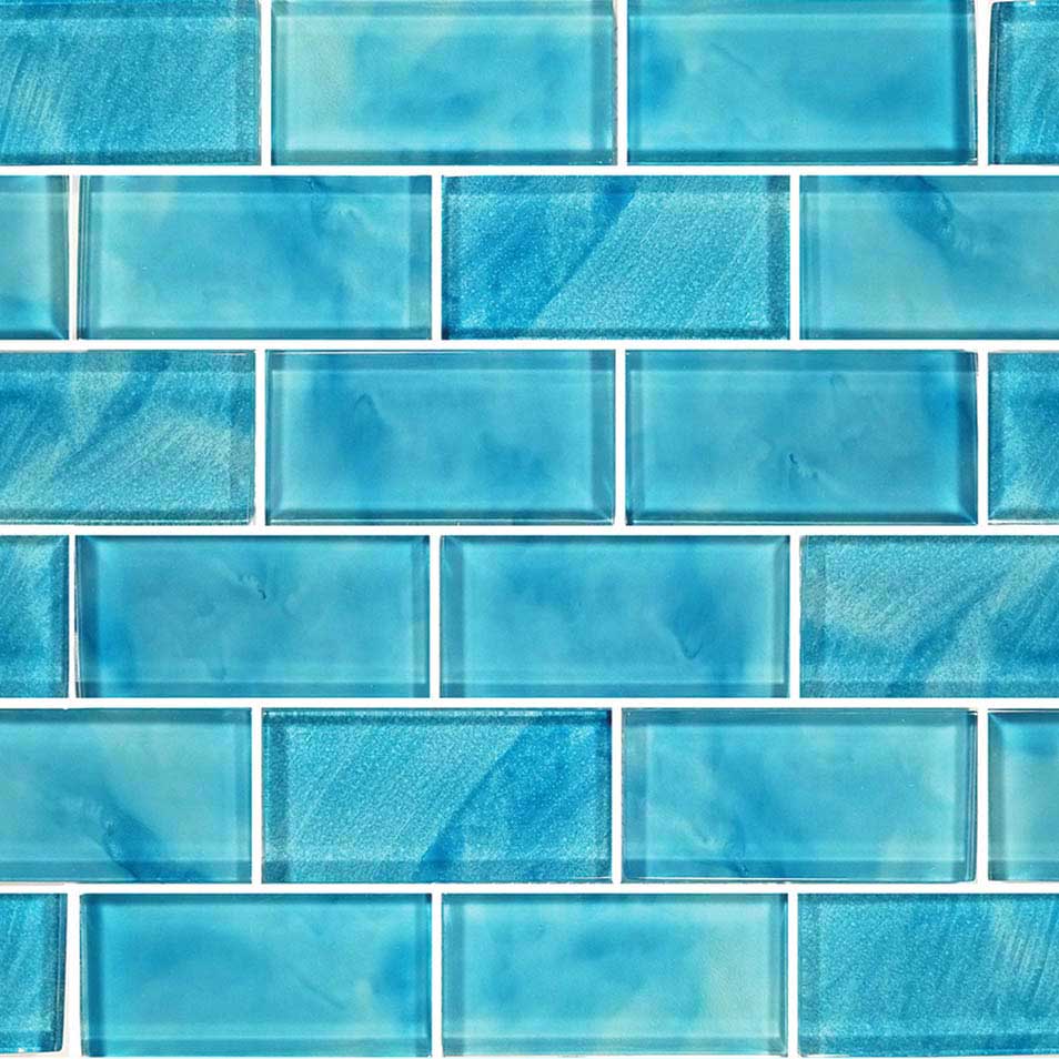 Misty Aqua 2x4 Subway Glass Pool Tile