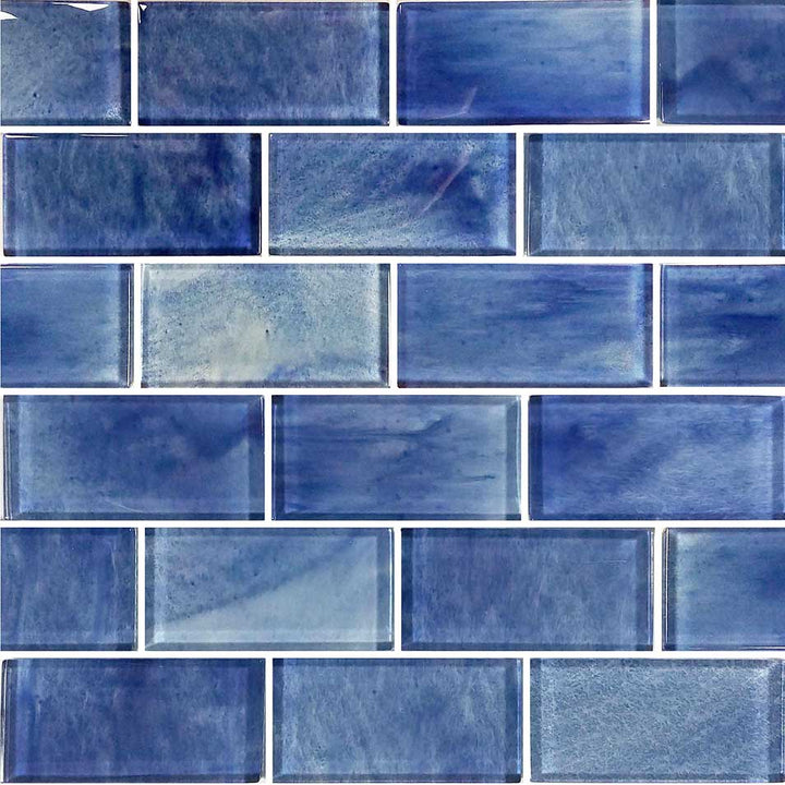 Misty Blue Subway Glass Pool Tile
