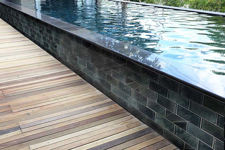 Misty Gray Subway Glass Pool Tile Above Ground Pool