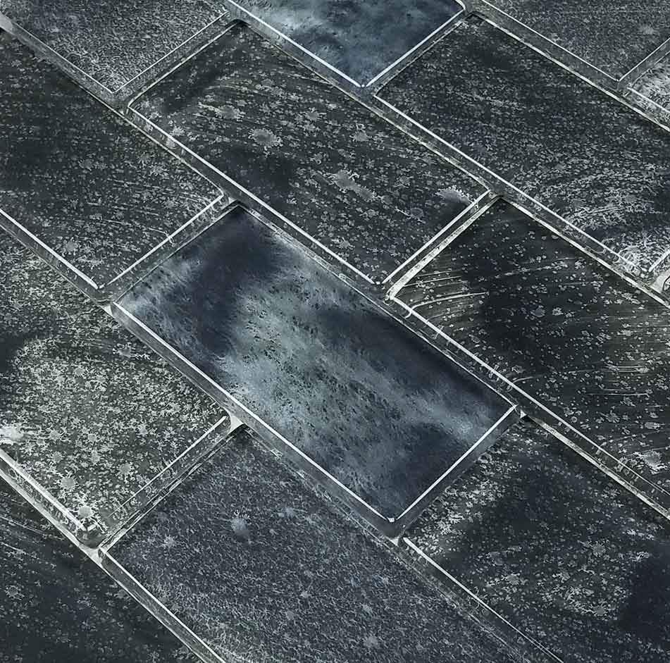 Misty Gray Subway Waterline Glass Pool Tile