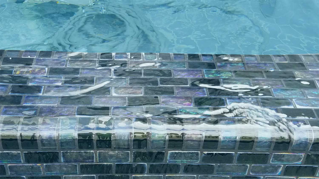 Moonlight Iridescent 1″ x 2″ Glass Pool Trim Tile
