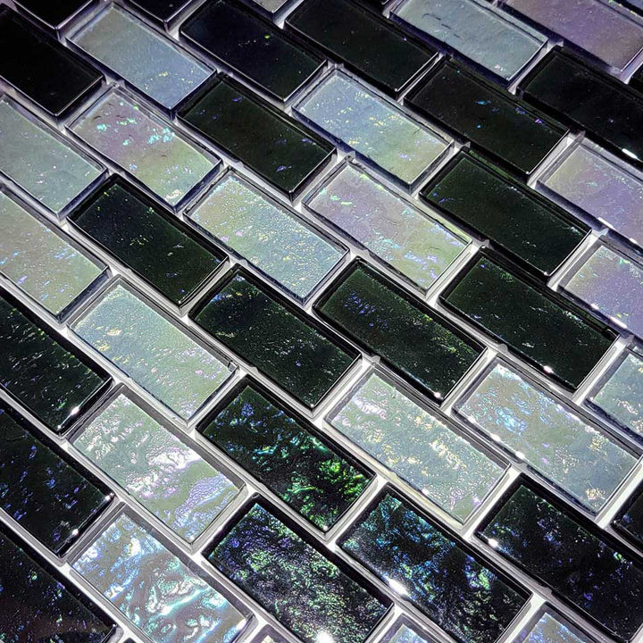 Moonlight Iridescent 1″ x 2″ Waterline Glass Pool Tile