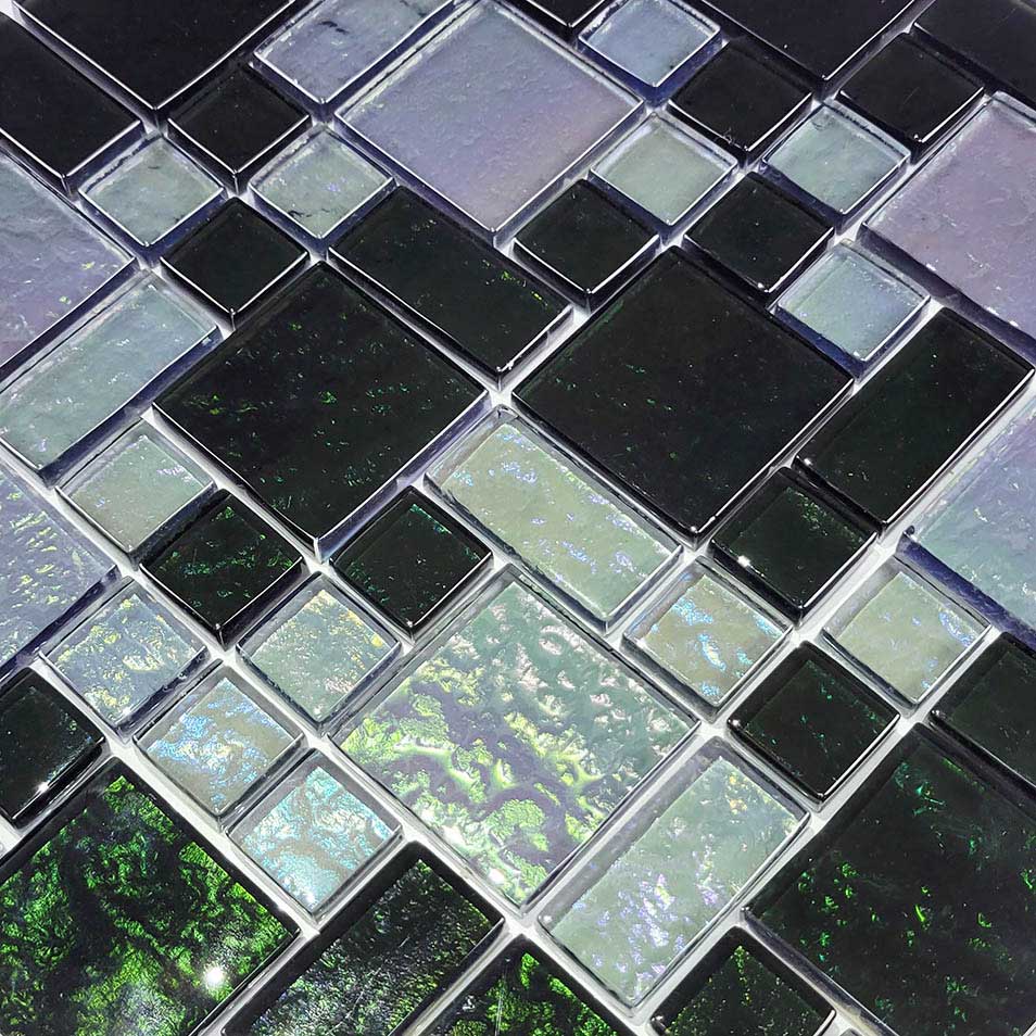 Moonlight Iridescent Random Blocks Glass Tile