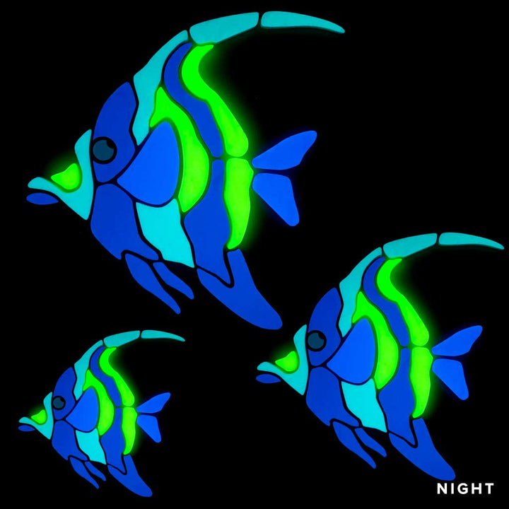 Moorish Idol Fish Family Glow in the Dark Pool Mosaics Night Time