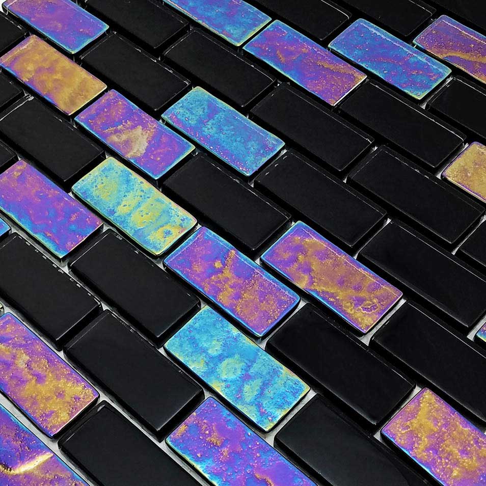 Nero Black 1x2 Swimming Pool Glass Tile