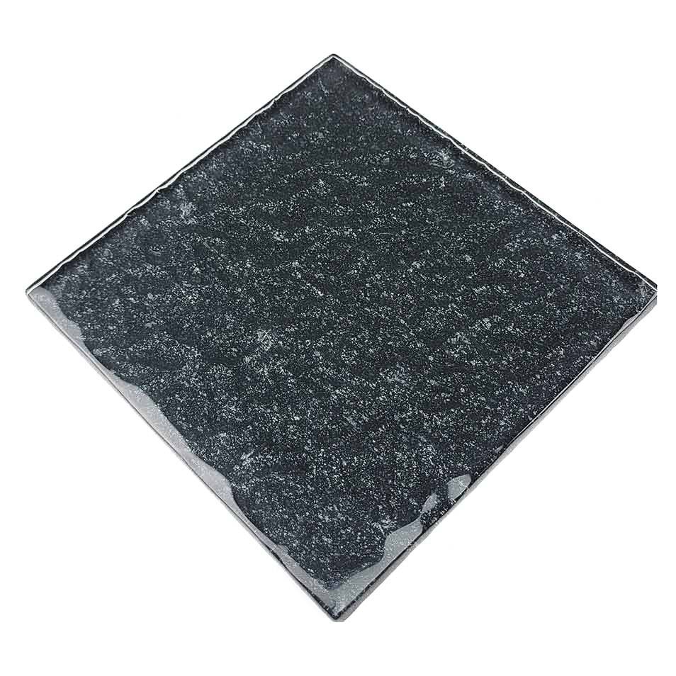 Ocean Waves Black 6x6 Glass Tile
