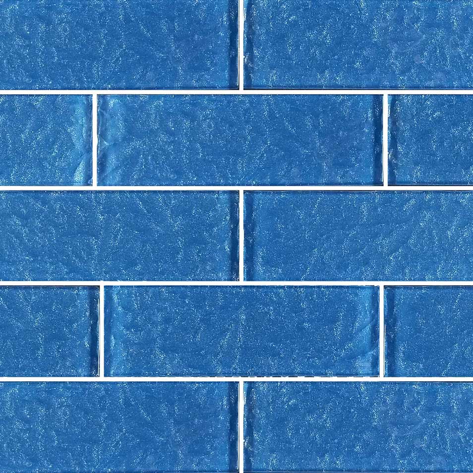 Ocean Waves Blue 2x6 Glass Pool Tile