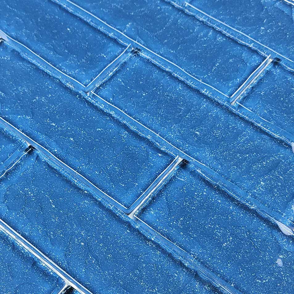 Ocean Waves Blue 2x6 Waterline Glass Pool Tile