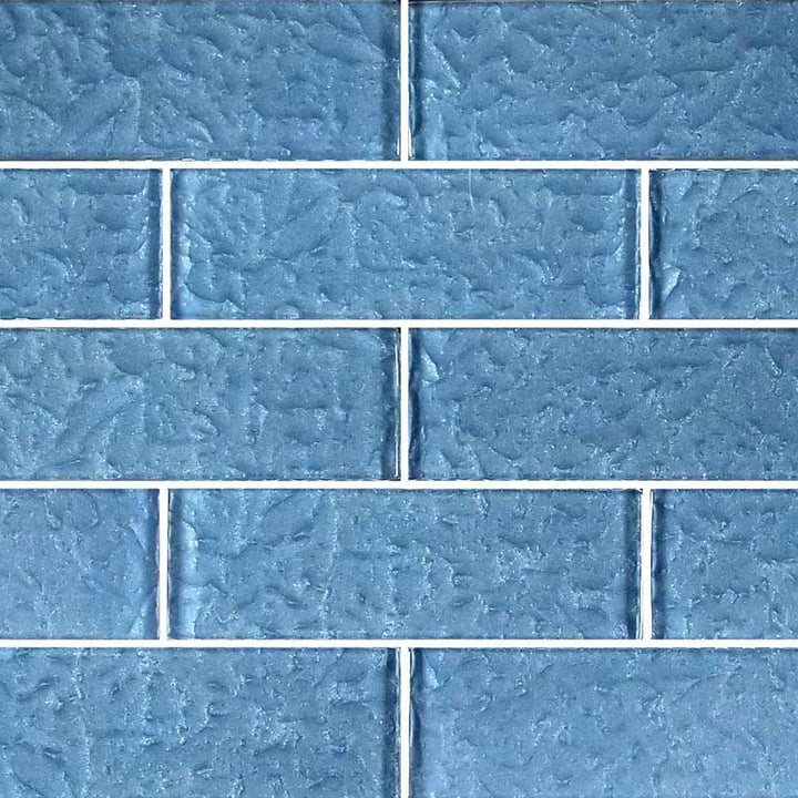 Ocean Waves Steel Blue 2x6 Glass Pool Tile