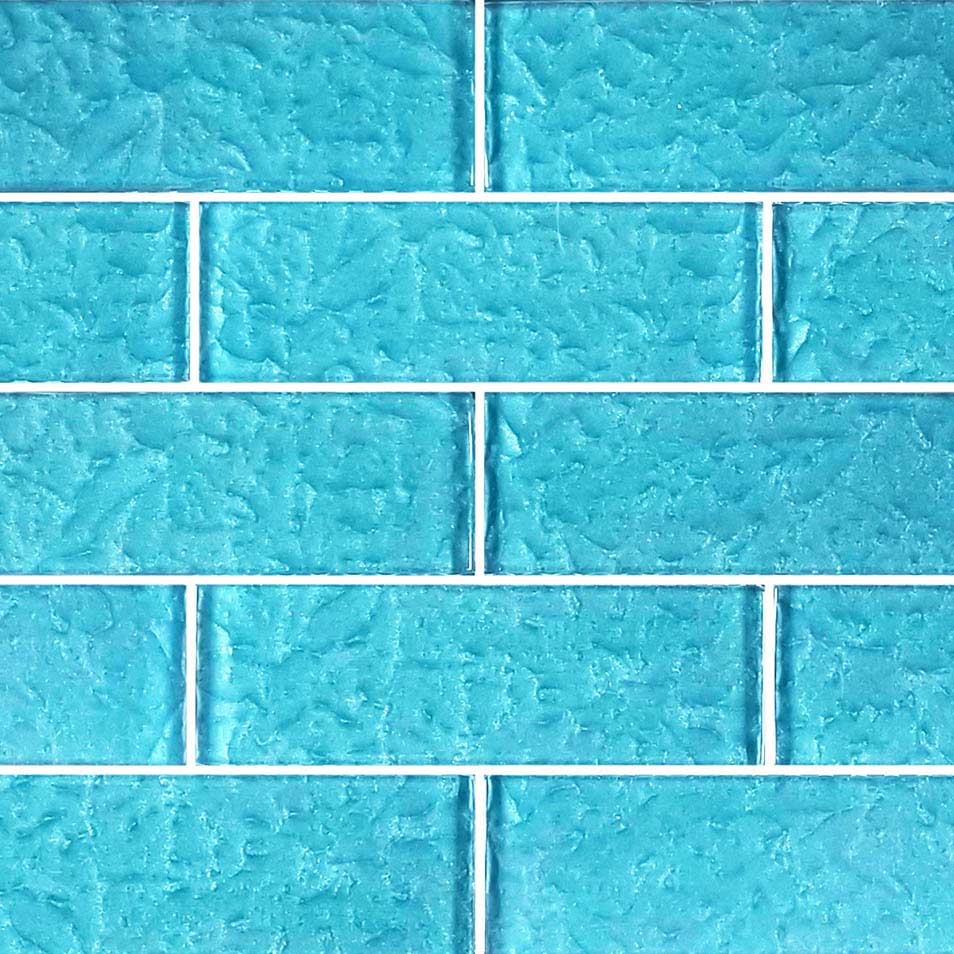 Ocean Waves Turquoise 2x6 Glass Tile