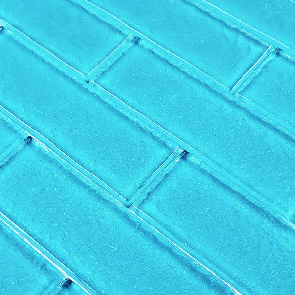 Ocean Waves Turquoise 2x6 Glass Pool Tile
