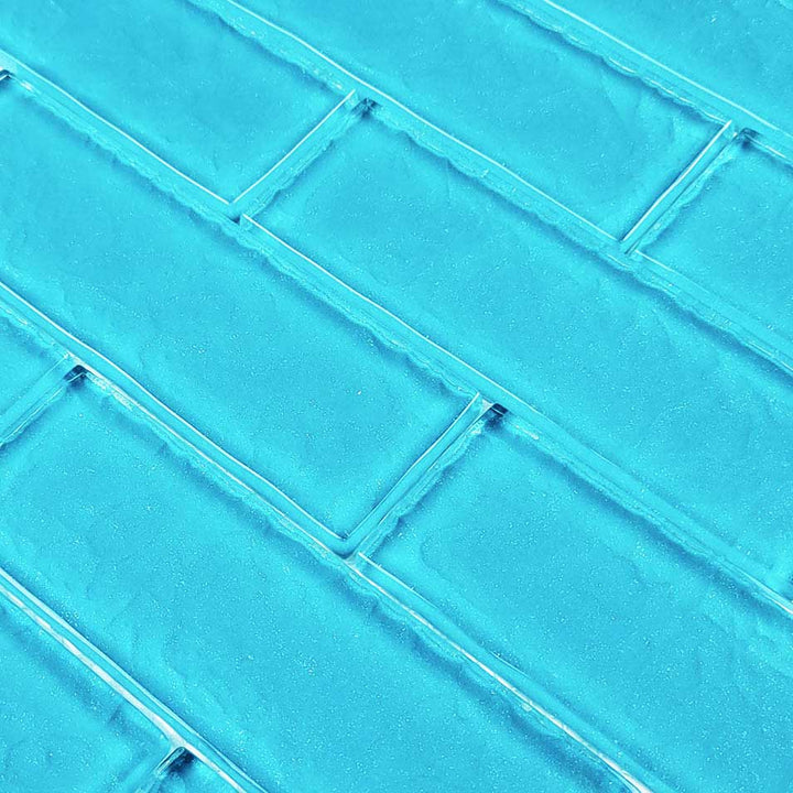 Ocean Waves Turquoise 2x6 Glass Pool Tile