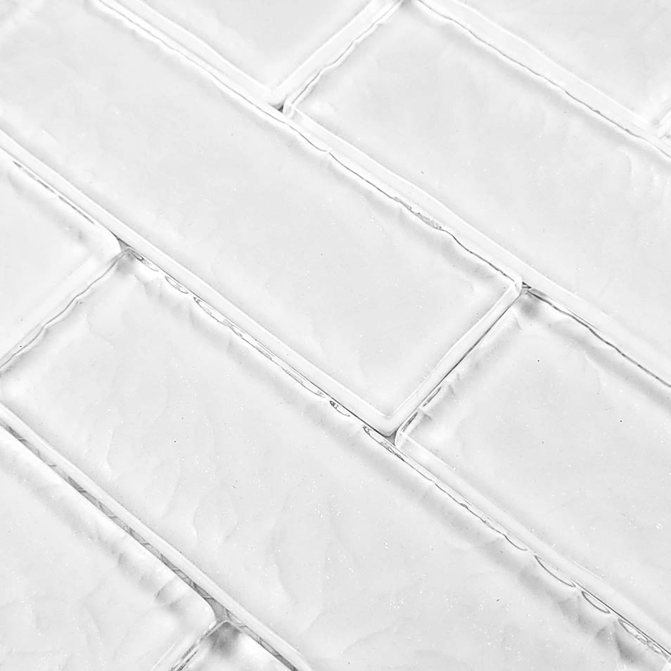 Ocean Waves White 2x6 Glass Tile