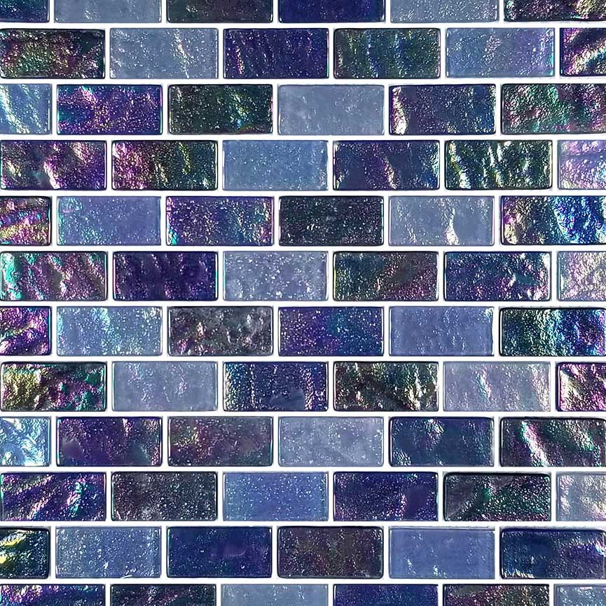 Oceanic Blue Fusion 1x2 Iridescent Glass Pool Tile