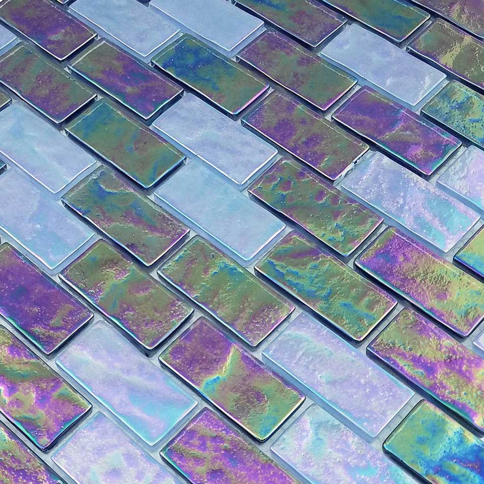 Oceanic Blue Fusion 1x2 Glass Tile