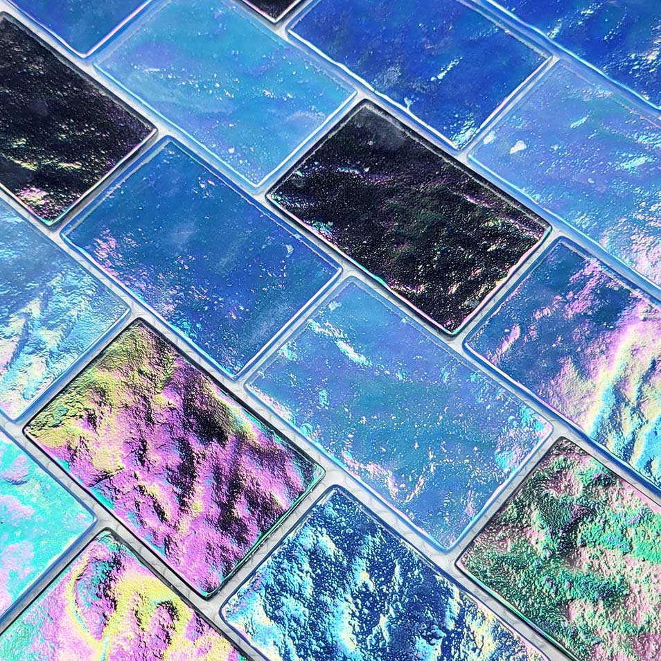 Oceanic Dark Blue 2x3 Iridescent Glass Pool Tile