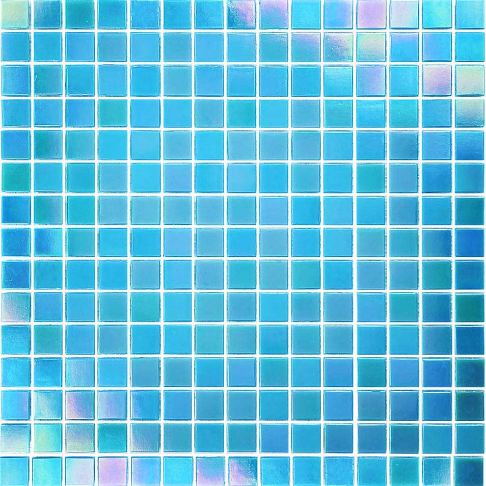 Pacific Aqua Blue Iridescent 3/4 inch x 3/4 inch Glass Pool Tile