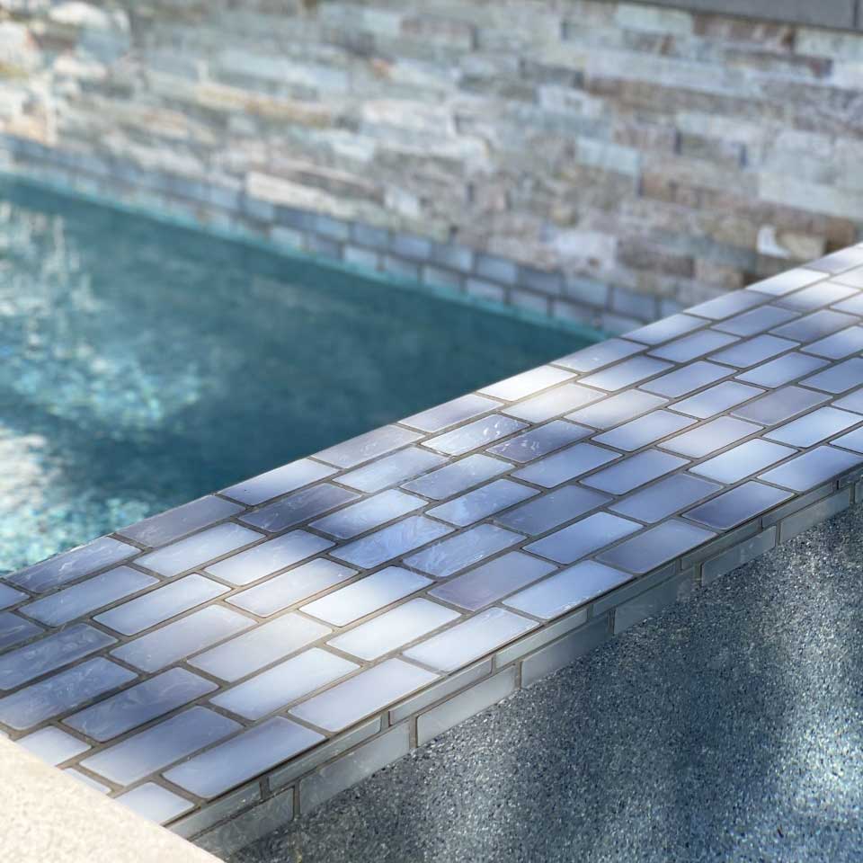 Pewter Gray 2x4 Subway Porcelain Waterline Pool Tile