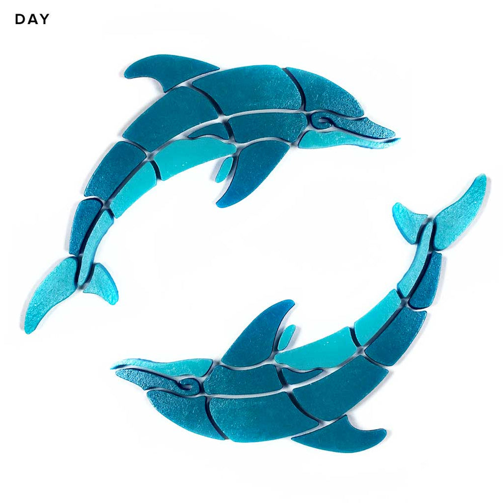 Playful Circle Dolphins Right Glow in the Dark Pool Mosaic