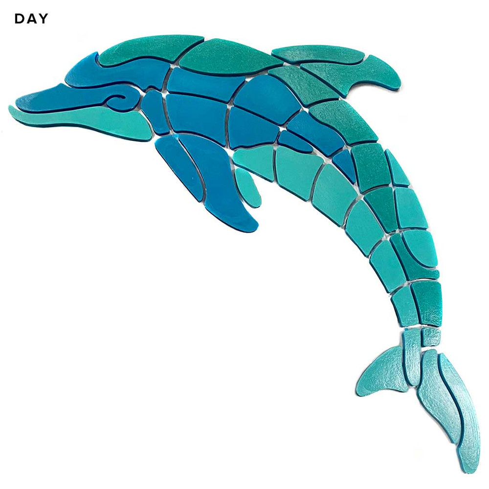 Playful Dolphin Large Left Glow in the Dark Pool Mosaic