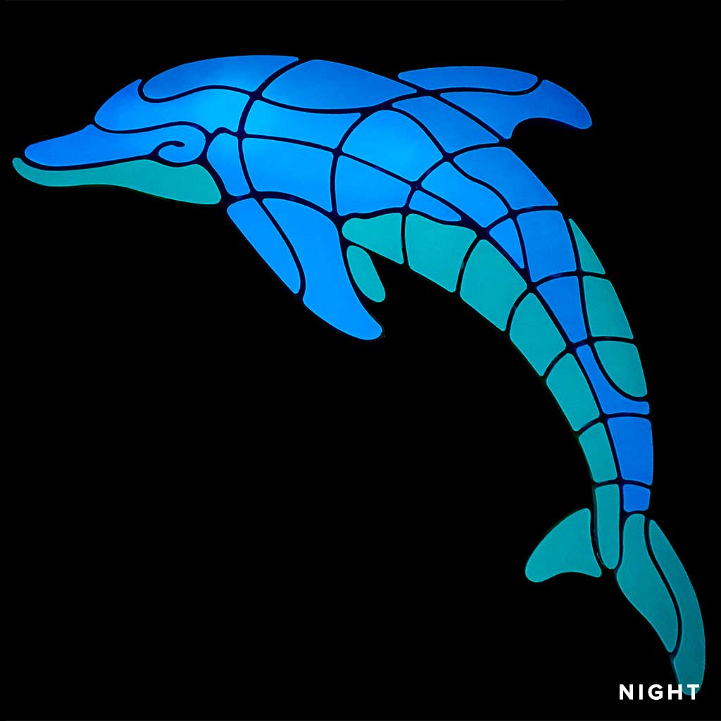 Playful Dolphin Large Left Glow in the Dark Swimming Pool Mosaic